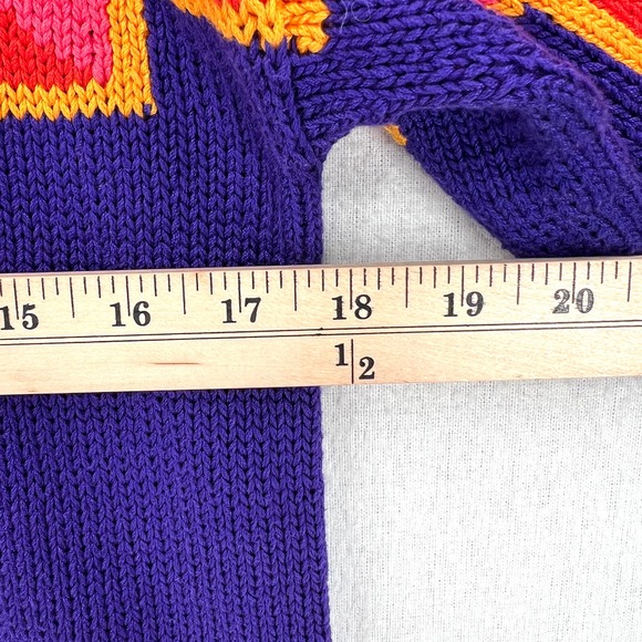 PERUVIAN CONNECTION Vintage Cardigan Sweater Womens Small Multi Cotton Geometric - Picture 15 of 16